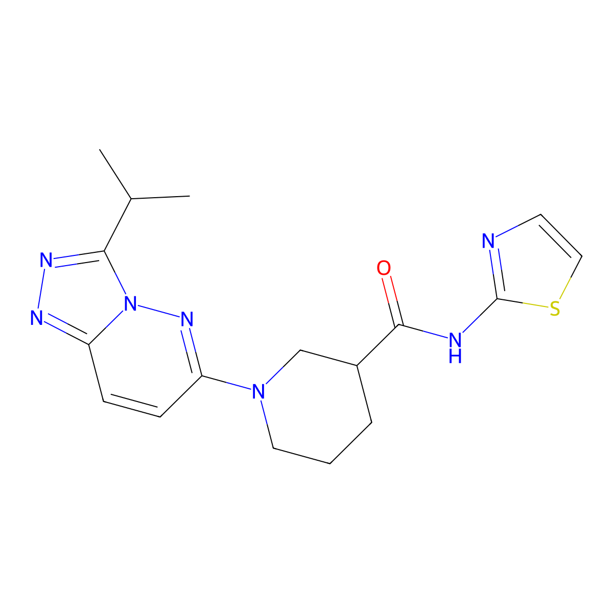 1-[3-(propan-2-yl)[1,2,4]triazolo[4,3-b]pyridazin-6-yl]-N-(1,3-thiazol-2-yl)piperidine-3-carboxamide molecular structure, CAS 1144434-11-6