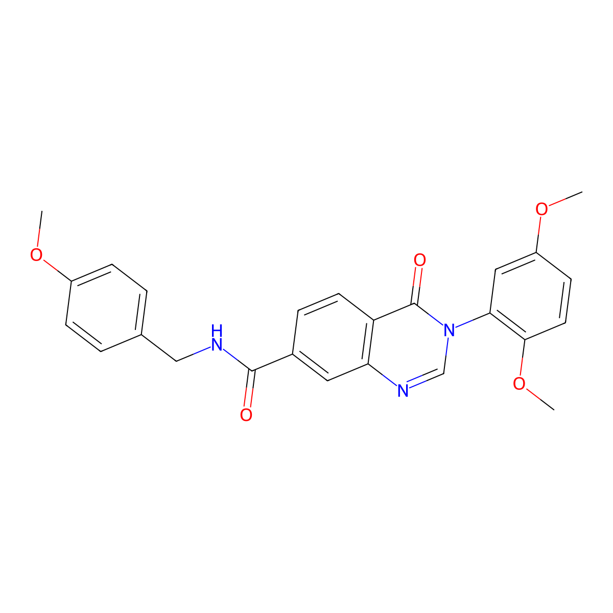 3-(2,5-dimethoxyphenyl)-N-(4-methoxybenzyl)-4-oxo-3,4-dihydroquinazoline-7-carboxamide molecular structure, CAS 1144434-18-3