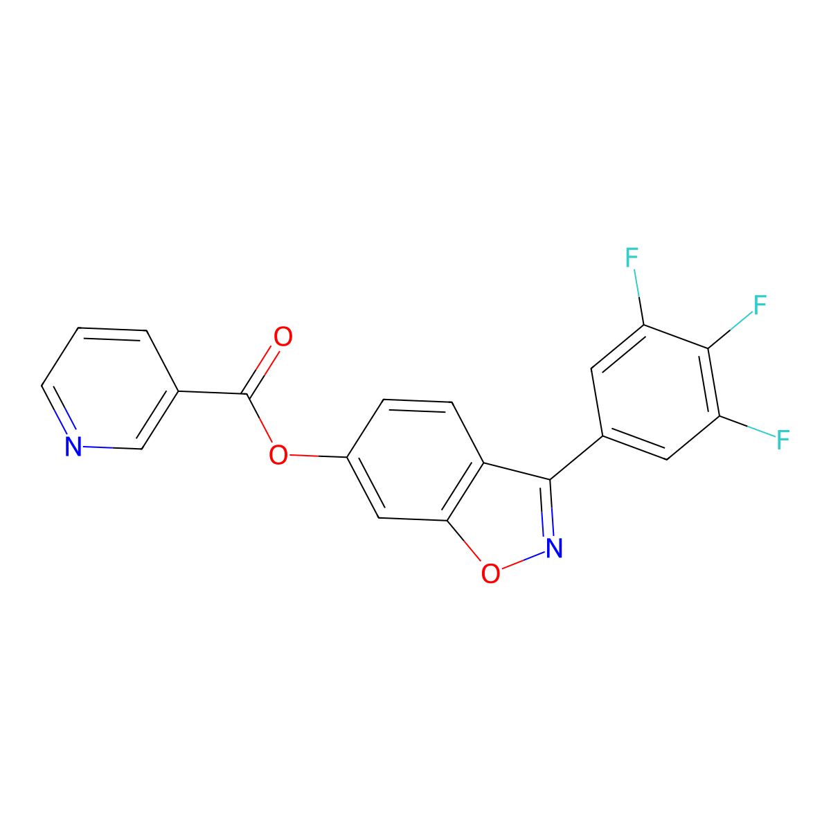 3-(3,4,5-Trifluorophenyl)-1,2-benzisoxazol-6-yl nicotinate molecular structure, CAS 1144434-33-2
