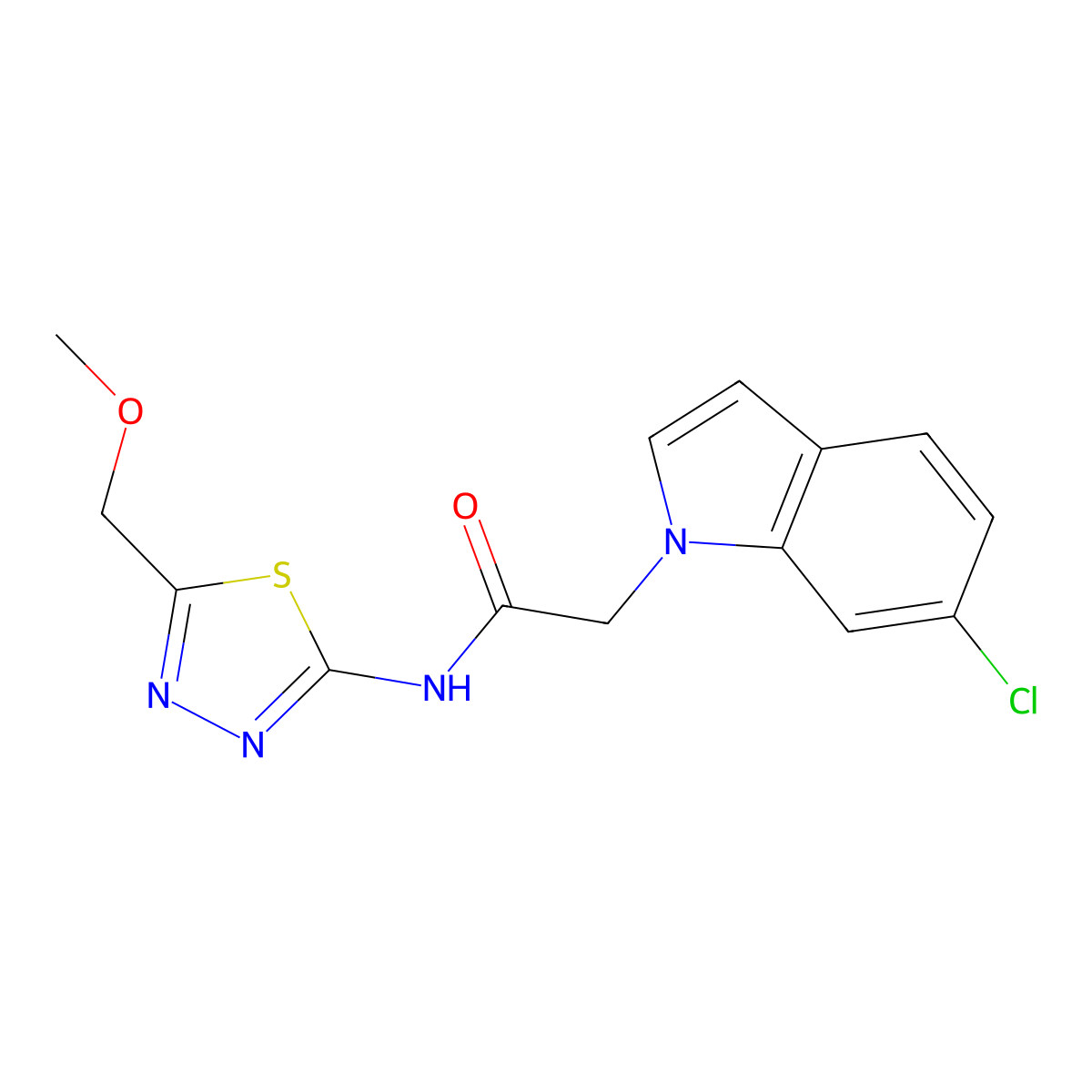 2-(6-chloro-1H-indol-1-yl)-N-[(2E)-5-(methoxymethyl)-1,3,4-thiadiazol-2(3H)-ylidene]acetamide molecular structure, CAS 1144434-56-9