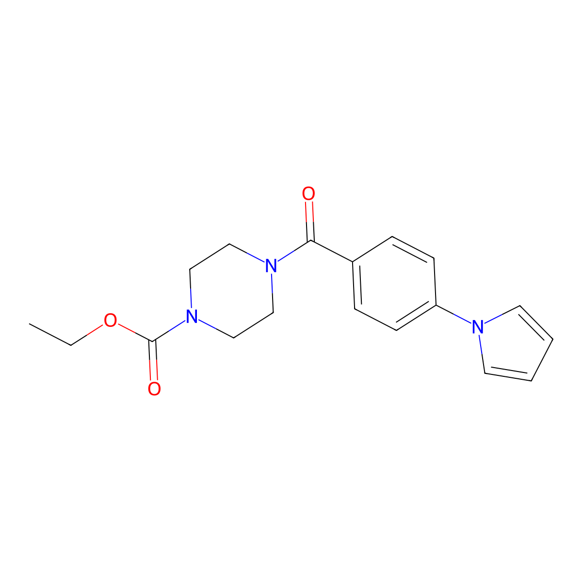 Ethyl 4-(4-pyrrol-1-ylbenzoyl)piperazine-1-carboxylate molecular structure, CAS 1144434-58-1