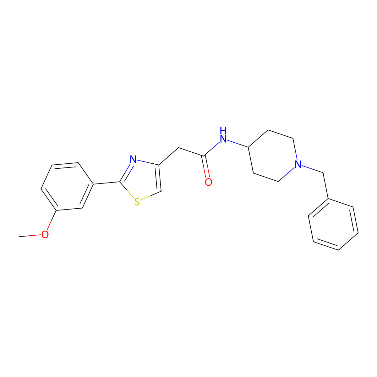 N-(1-benzylpiperidin-4-yl)-2-[2-(3-methoxyphenyl)-1,3-thiazol-4-yl]acetamide molecular structure, CAS 1144434-76-3