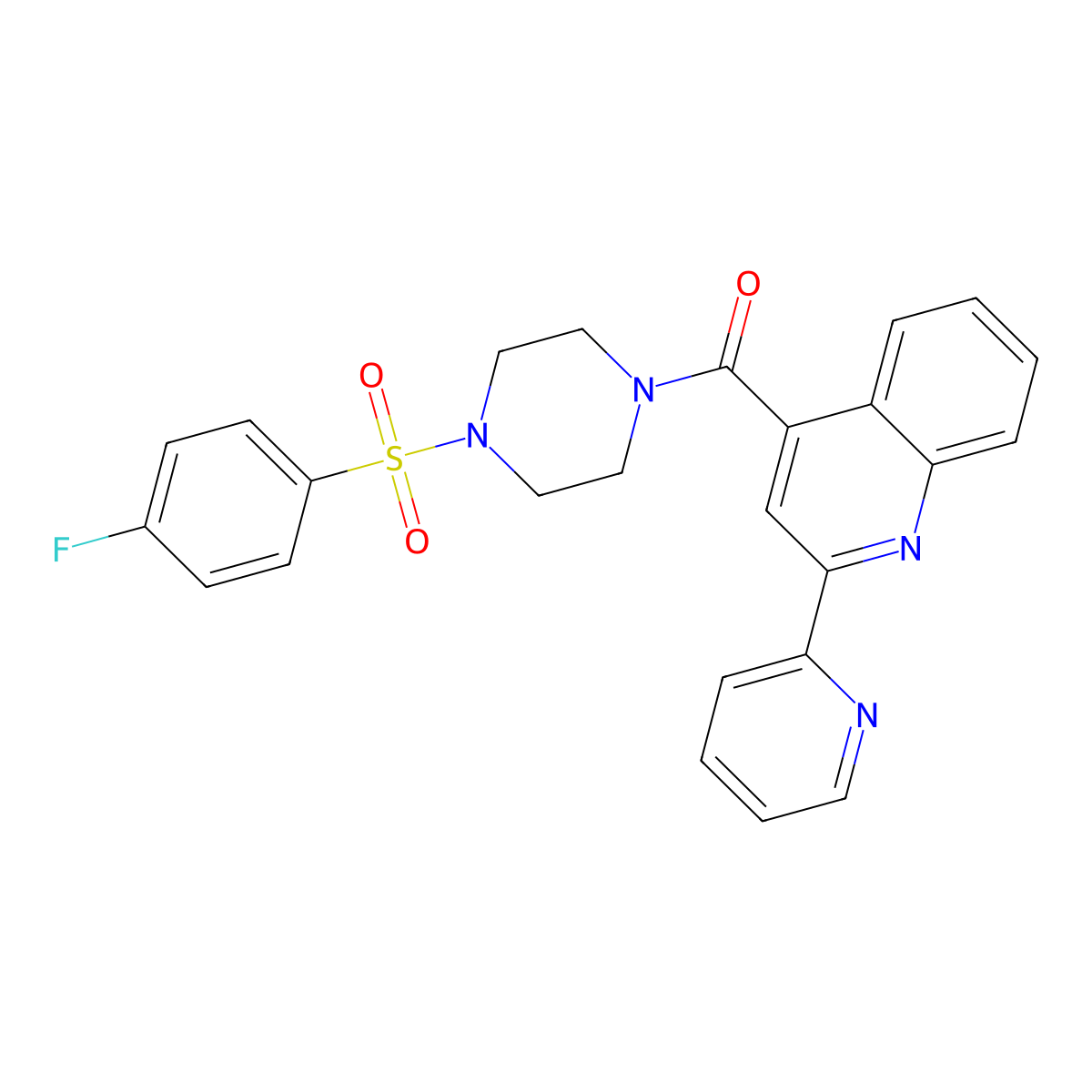 {4-[(4-Fluorophenyl)sulfonyl]piperazino}[2-(2-pyridyl)-4-quinolyl]methanone molecular structure, CAS 1144434-77-4