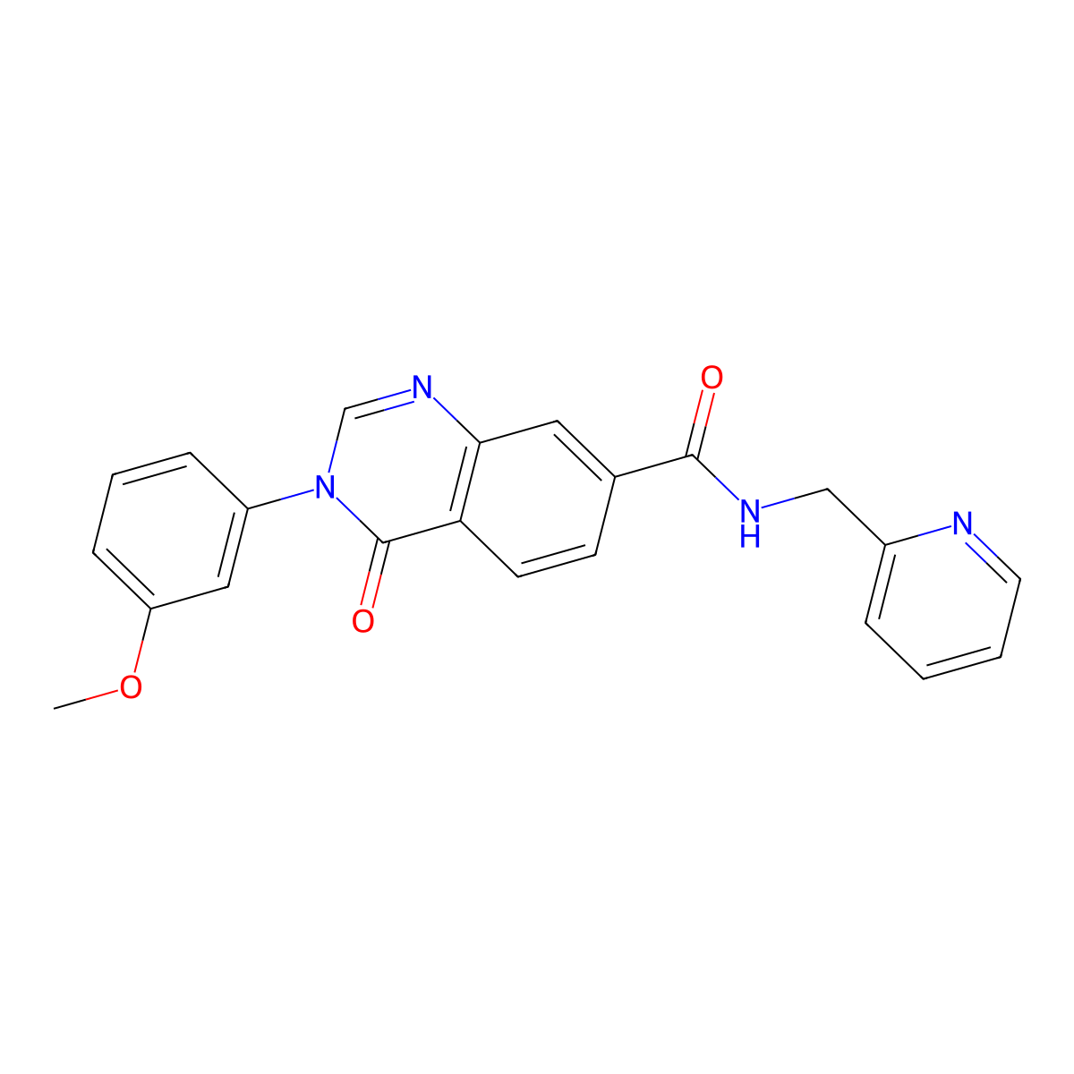 3-(3-methoxyphenyl)-4-oxo-N-(pyridin-2-ylmethyl)-3,4-dihydroquinazoline-7-carboxamide molecular structure, CAS 1144434-82-1