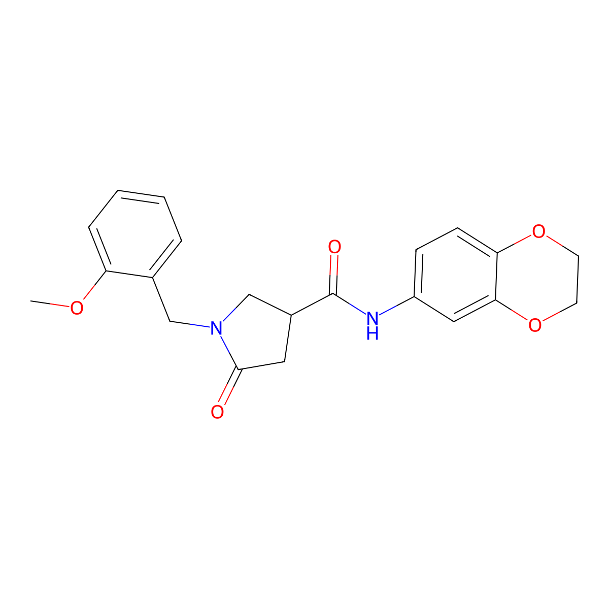N-(2,3-dihydro-1,4-benzodioxin-6-yl)-1-(2-methoxybenzyl)-5-oxopyrrolidine-3-carboxamide molecular structure, CAS 1144434-84-3
