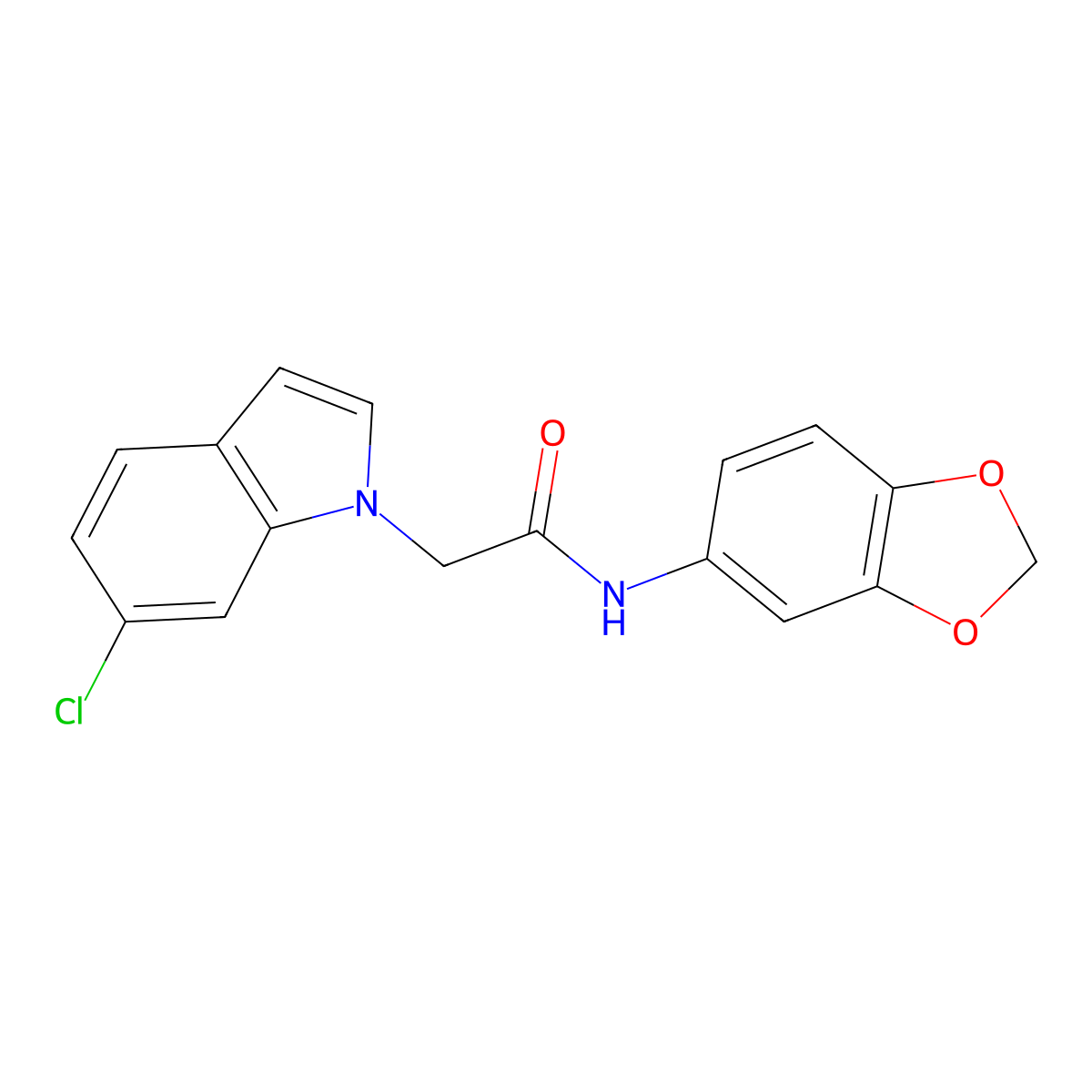 N-1,3-benzodioxol-5-yl-2-(6-chloro-1H-indol-1-yl)acetamide molecular structure, CAS 1144434-97-8