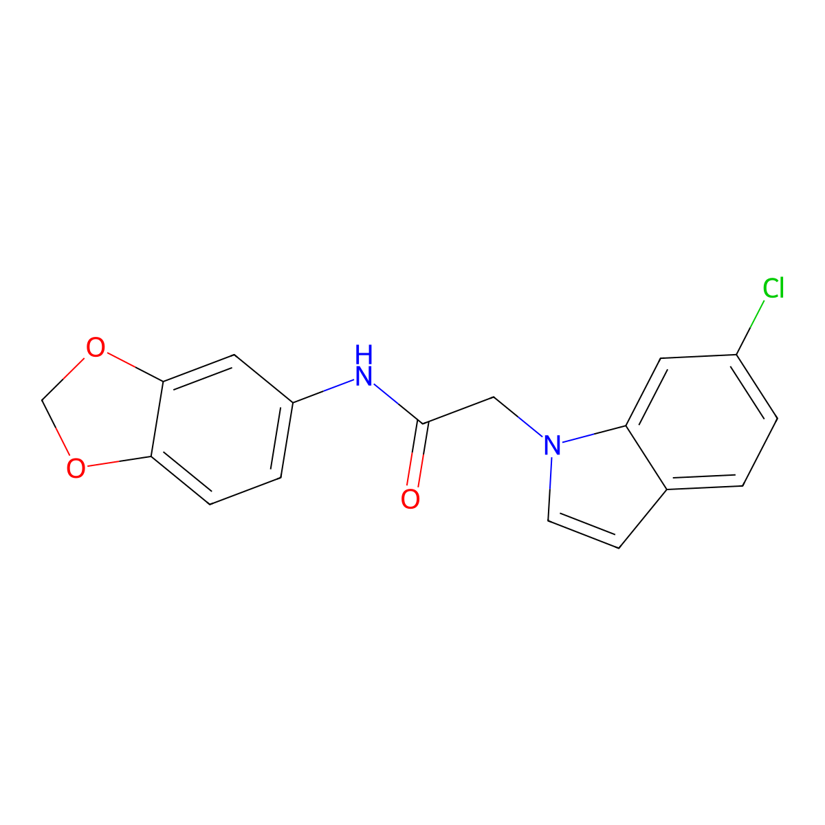 N-1,3-benzodioxol-5-yl-2-(6-chloro-1H-indol-1-yl)acetamide molecular structure, CAS 1144434-97-8