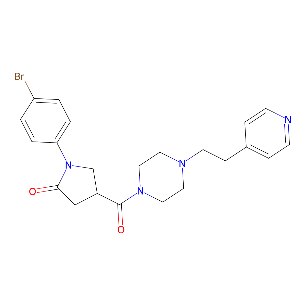 1-(4-Bromophenyl)-4-({4-[2-(pyridin-4-yl)ethyl]piperazin-1-yl}carbonyl)pyrrolidin-2-one molecular structure, CAS 1144435-05-1