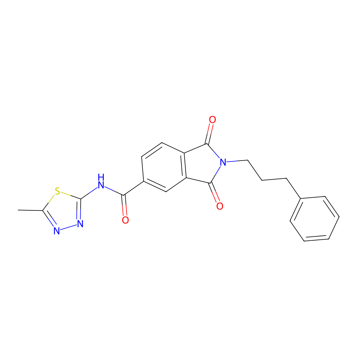 N-[(2E)-5-methyl-1,3,4-thiadiazol-2(3H)-ylidene]-1,3-dioxo-2-(3-phenylpropyl)-2,3-dihydro-1H-isoindole-5-carboxamide molecular structure, CAS 1144435-17-5