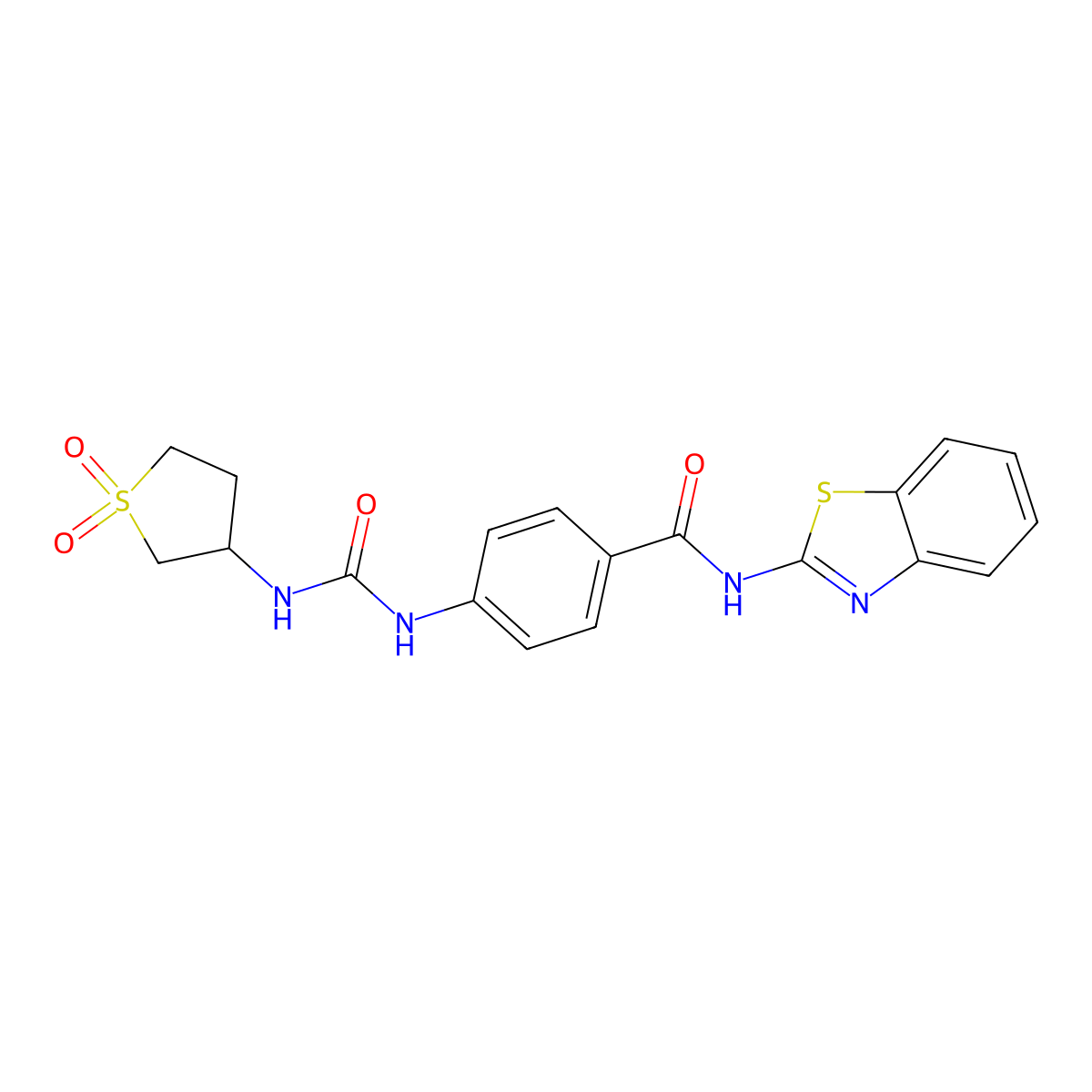N-[(2E)-1,3-benzothiazol-2(3H)-ylidene]-4-{[(1,1-dioxidotetrahydrothiophen-3-yl)carbamoyl]amino}benzamide molecular structure, CAS 1144435-22-2