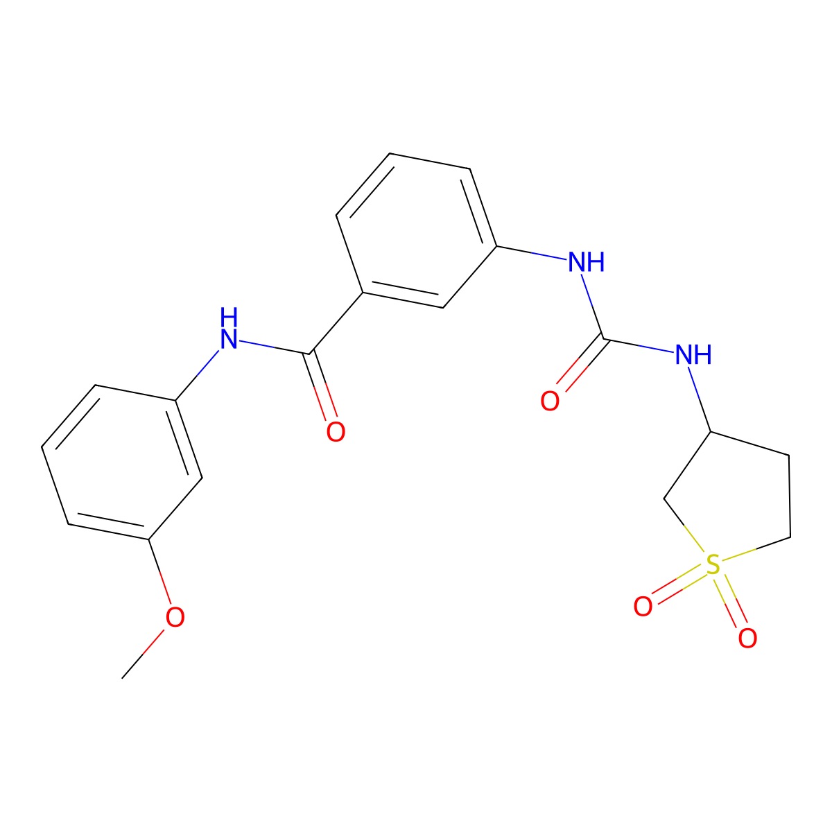 3-{[(1,1-dioxidotetrahydrothiophen-3-yl)carbamoyl]amino}-N-(3-methoxyphenyl)benzamide molecular structure, CAS 1144435-37-9