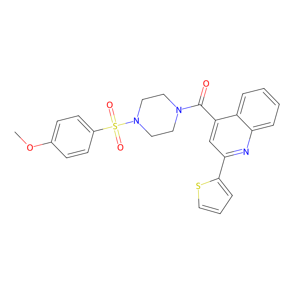 {4-[(4-Methoxyphenyl)sulfonyl]piperazin-1-yl}[2-(thiophen-2-yl)quinolin-4-yl]methanone molecular structure, CAS 1144435-62-0