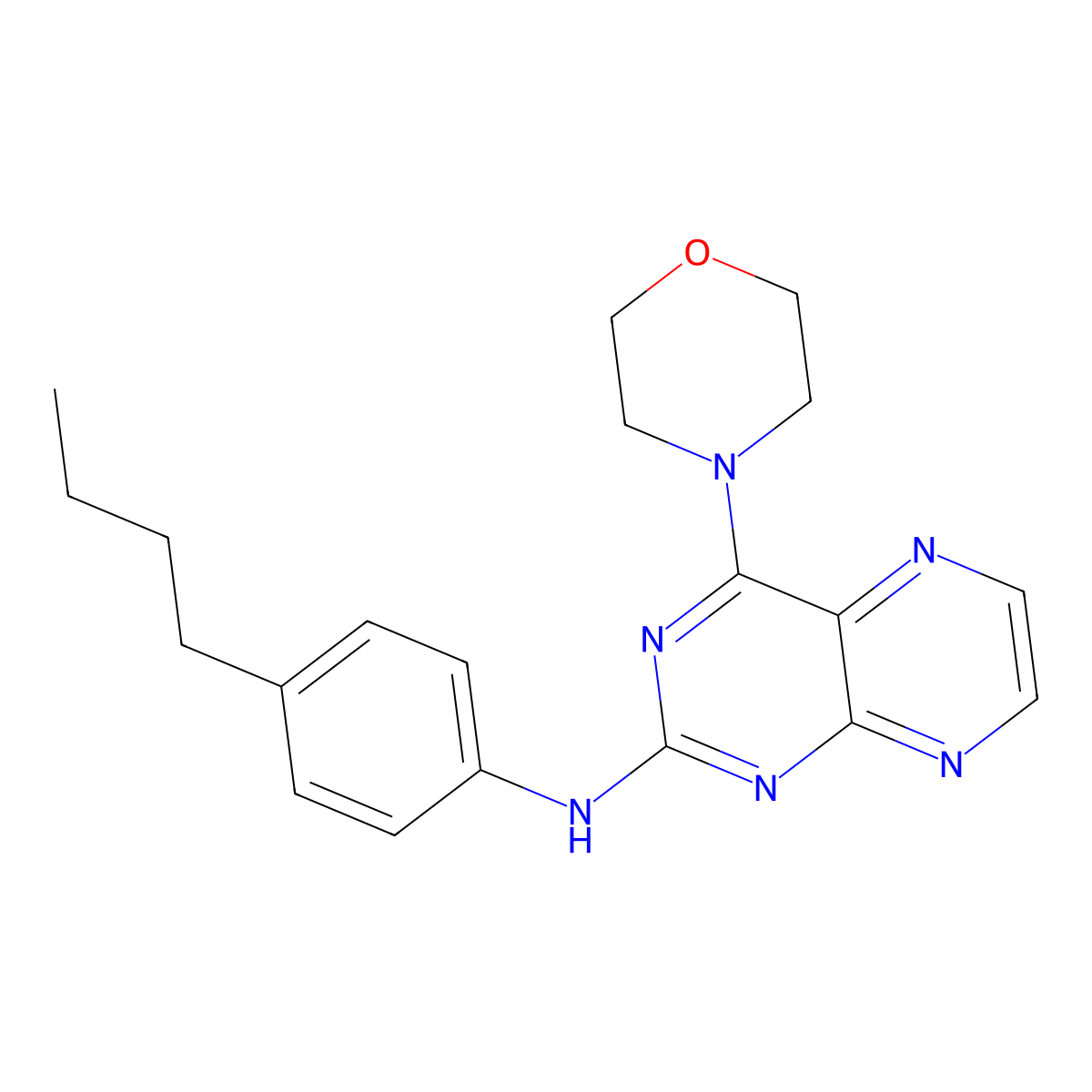 (4-Butylphenyl)(4-morpholin-4-ylpteridin-2-yl)amine molecular structure, CAS 1144435-88-0