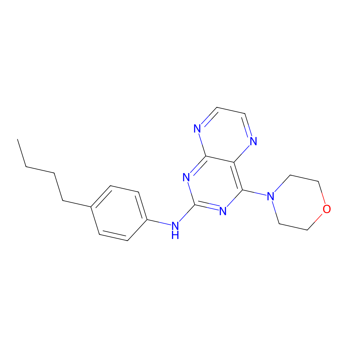 (4-Butylphenyl)(4-morpholin-4-ylpteridin-2-yl)amine molecular structure, CAS 1144435-88-0