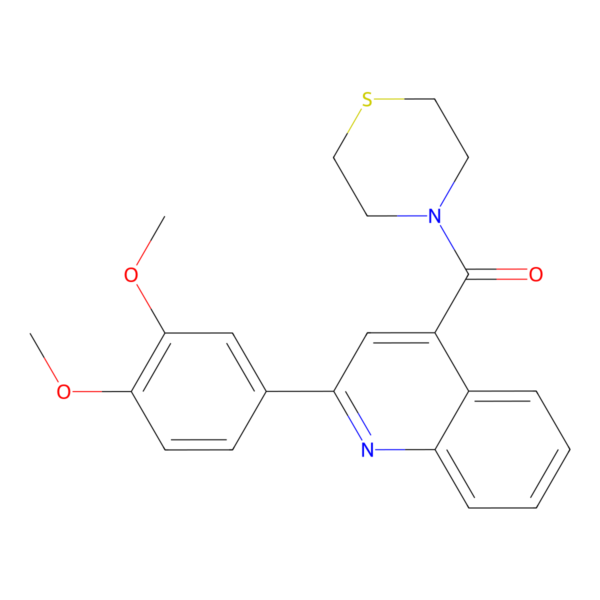 [2-(3,4-Dimethoxyphenyl)quinolin-4-yl](thiomorpholin-4-yl)methanone molecular structure, CAS 1144435-91-5