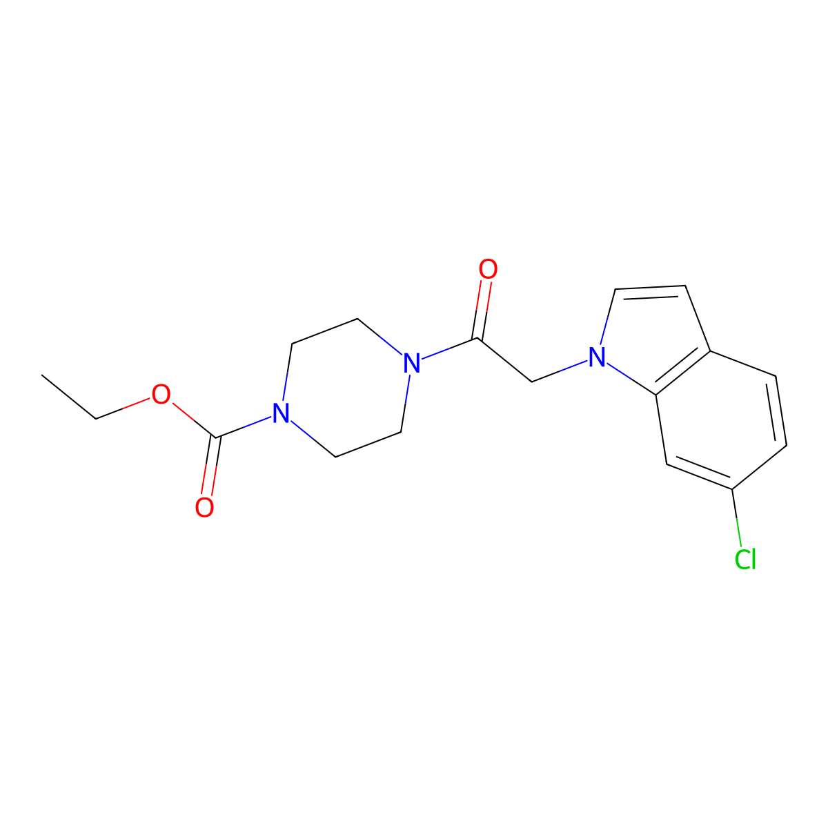 ethyl 4-[(6-chloro-1H-indol-1-yl)acetyl]-1-piperazinecarboxylate molecular structure, CAS 1144435-98-2
