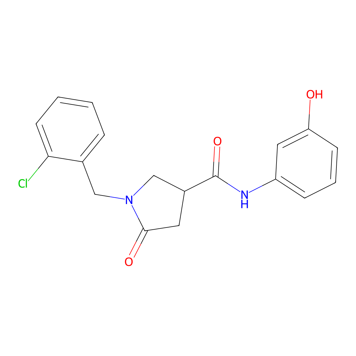 1-(2-chlorobenzyl)-N-(3-hydroxyphenyl)-5-oxopyrrolidine-3-carboxamide molecular structure, CAS 1144436-20-3