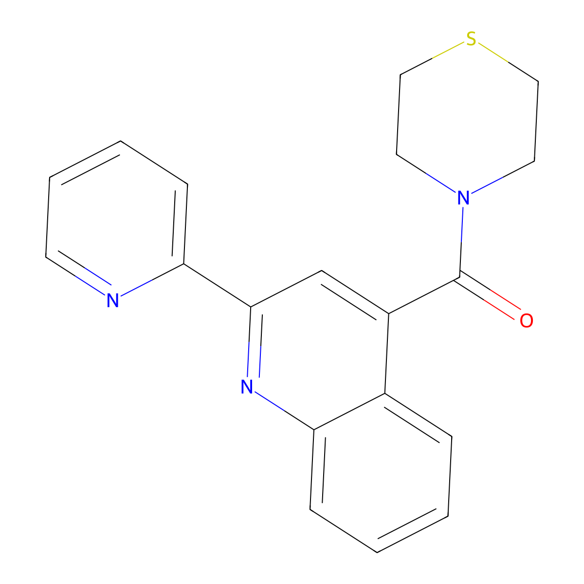 [2-(Pyridin-2-yl)quinolin-4-yl](thiomorpholin-4-yl)methanone molecular structure, CAS 1144436-24-7