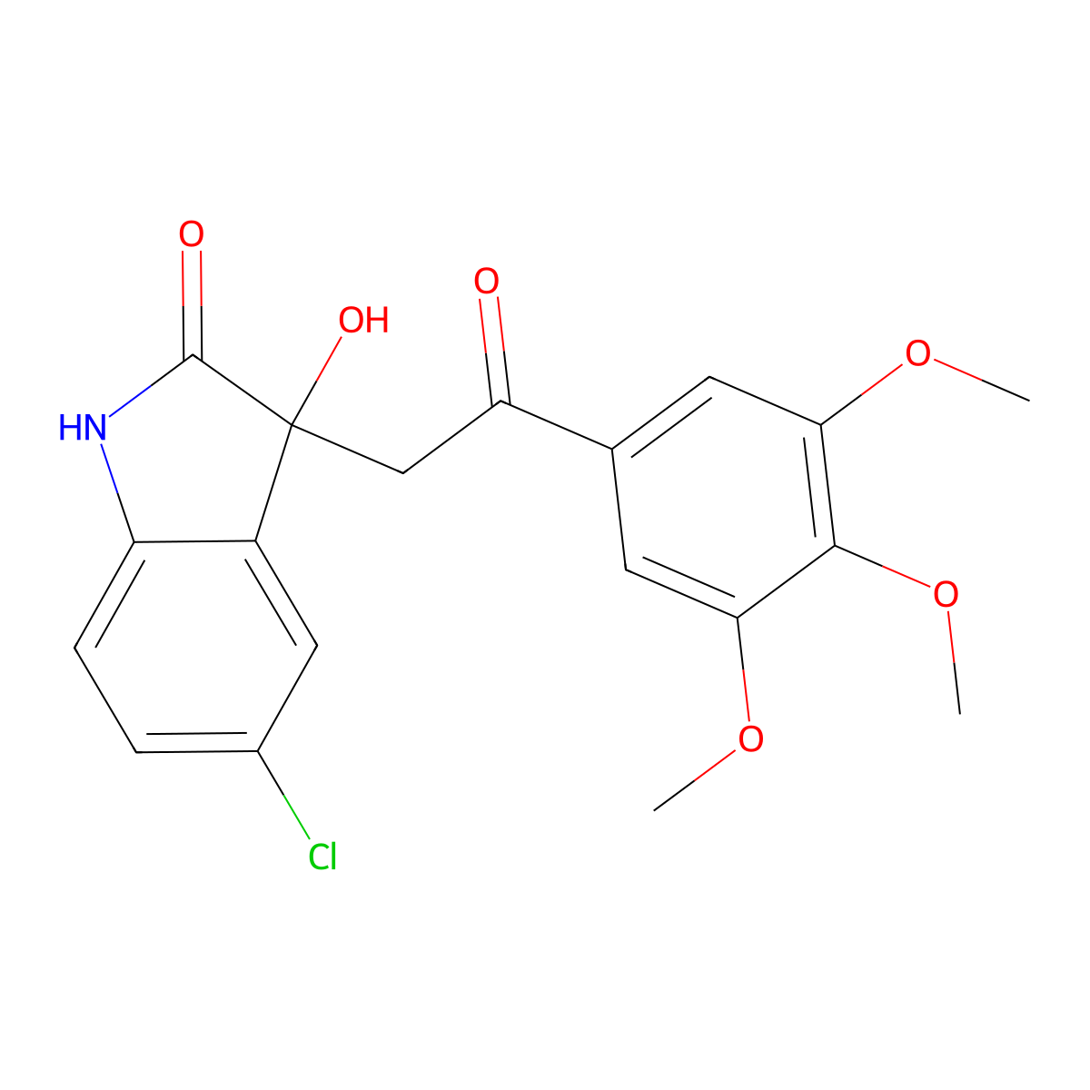 5-chloro-3-hydroxy-3-[2-oxo-2-(3,4,5-trimethoxyphenyl)ethyl]-1,3-dihydro-2H-indol-2-one molecular structure, CAS 1144436-25-8