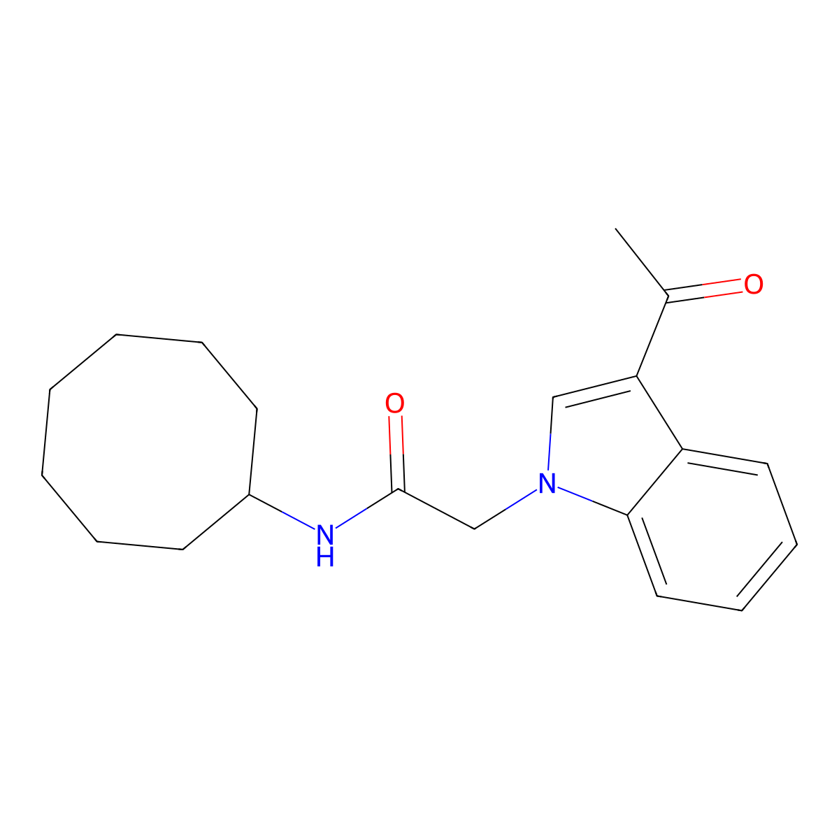 2-(3-acetyl-1H-indol-1-yl)-N-cyclooctylacetamide molecular structure, CAS 1144436-26-9