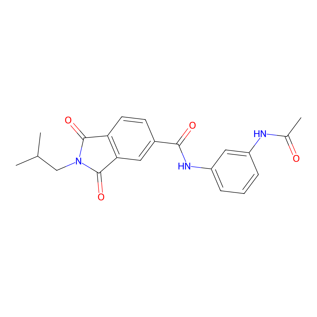 N-[3-(acetylamino)phenyl]-2-(2-methylpropyl)-1,3-dioxo-2,3-dihydro-1H-isoindole-5-carboxamide molecular structure, CAS 1144436-35-0