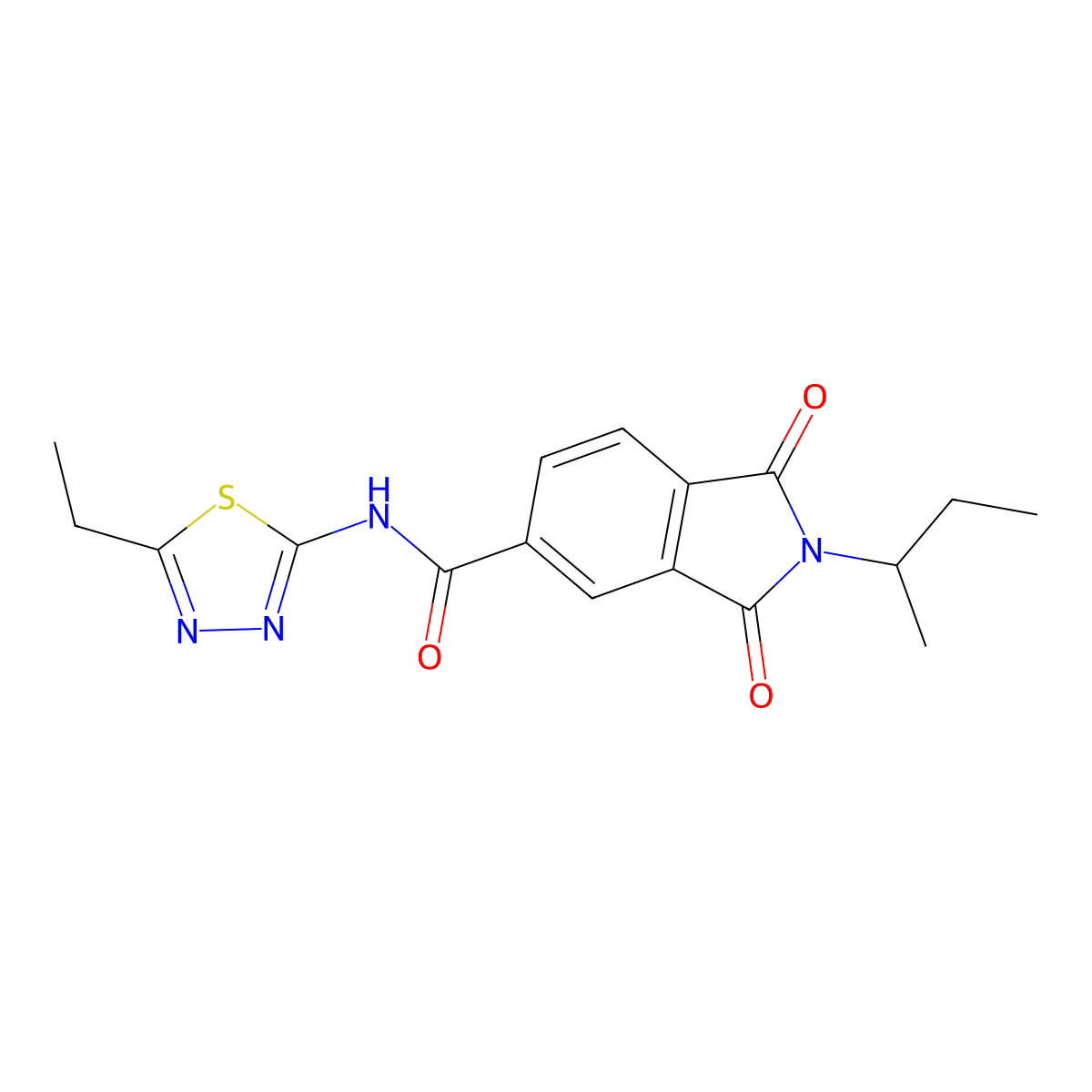 2-(butan-2-yl)-N-[(2E)-5-ethyl-1,3,4-thiadiazol-2(3H)-ylidene]-1,3-dioxo-2,3-dihydro-1H-isoindole-5-carboxamide molecular structure, CAS 1144436-49-6