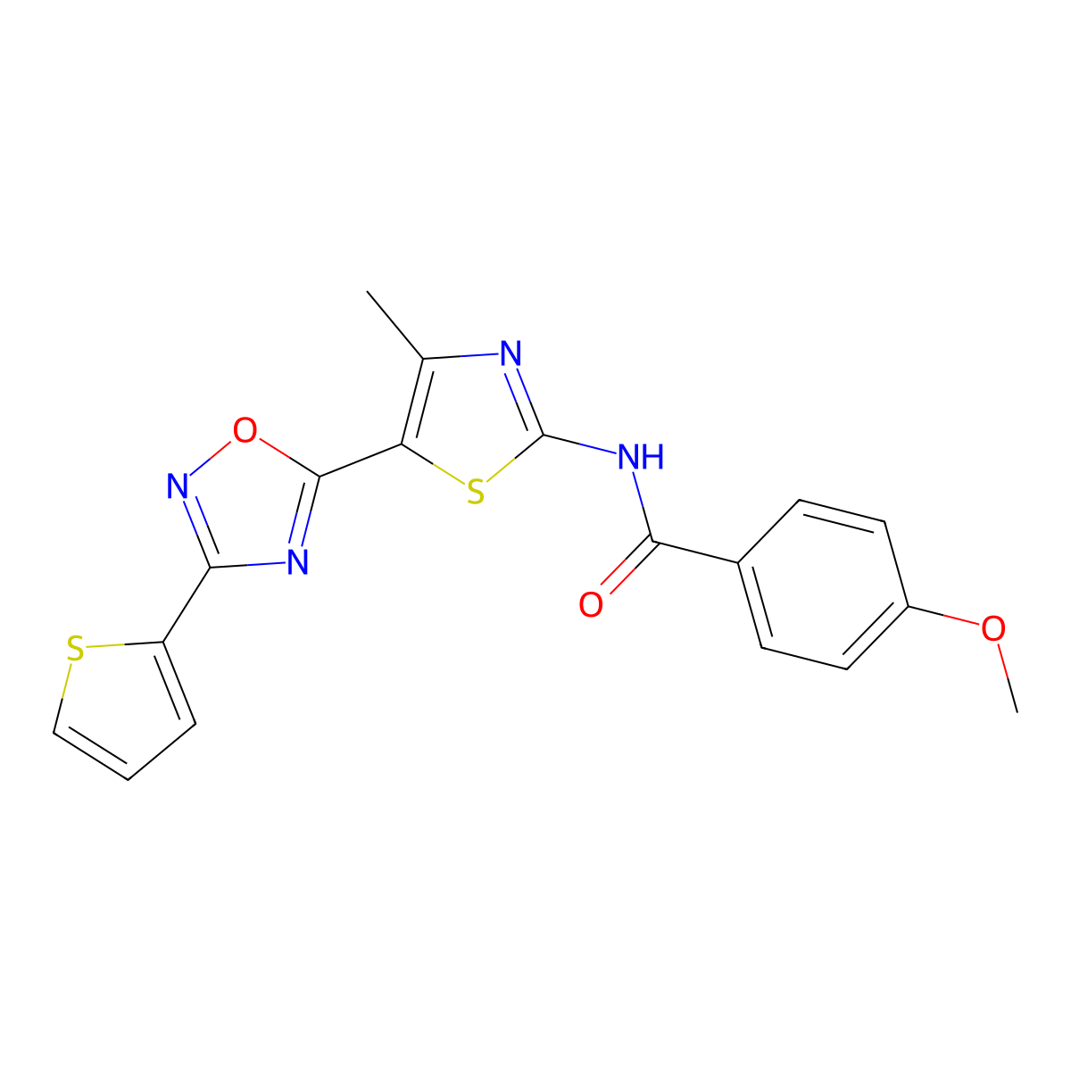 4-methoxy-N-[(2Z)-4-methyl-5-[3-(thiophen-2-yl)-1,2,4-oxadiazol-5-yl]-1,3-thiazol-2(3H)-ylidene]benzamide molecular structure, CAS 1144436-50-9