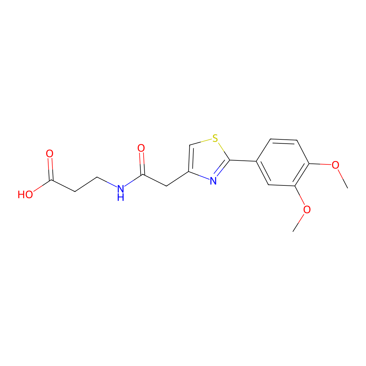N-{[2-(3,4-dimethoxyphenyl)-1,3-thiazol-4-yl]acetyl}-beta-alanine molecular structure, CAS 1144436-55-4