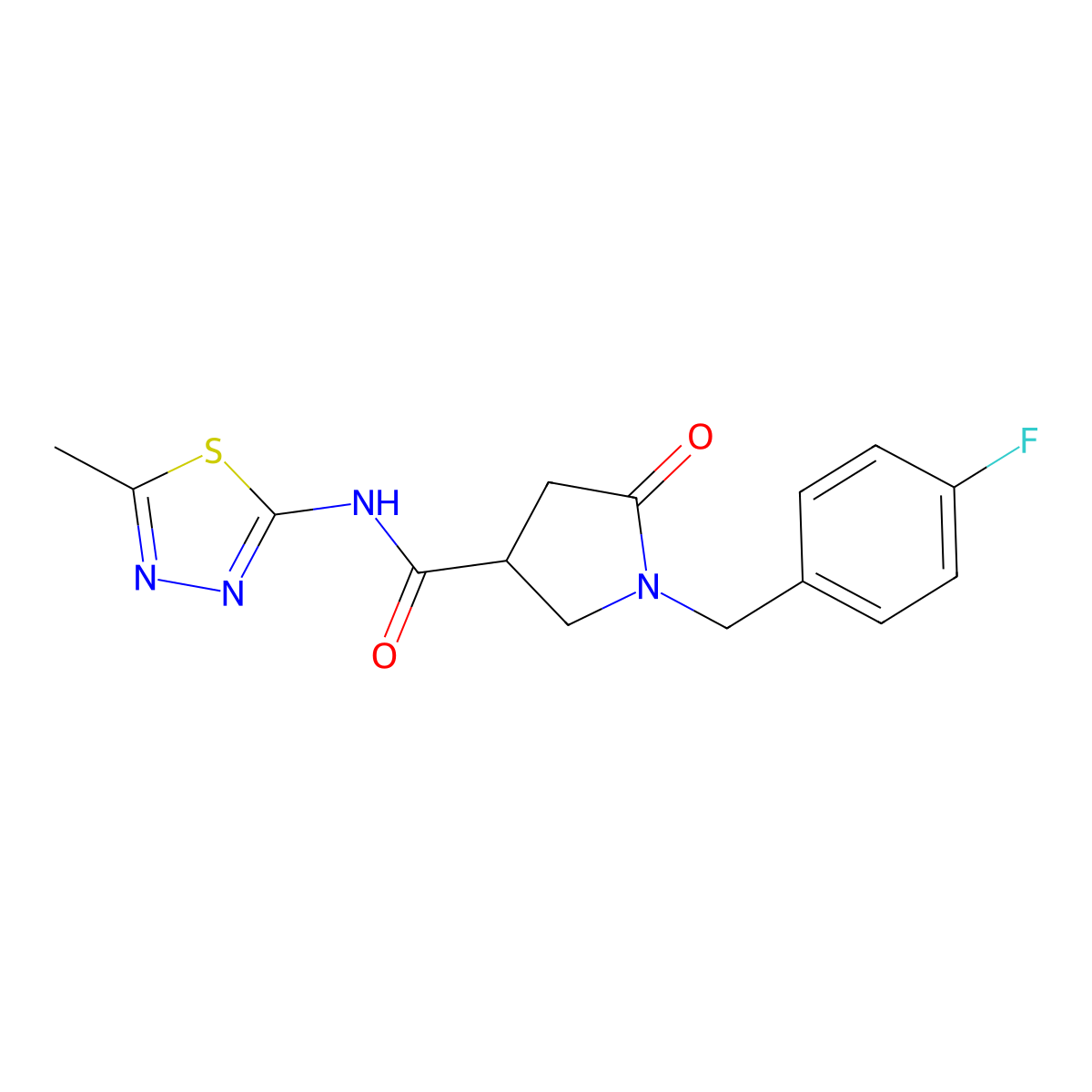 1-(4-fluorobenzyl)-N-(5-methyl-1,3,4-thiadiazol-2-yl)-5-oxopyrrolidine-3-carboxamide molecular structure, CAS 1144436-63-4