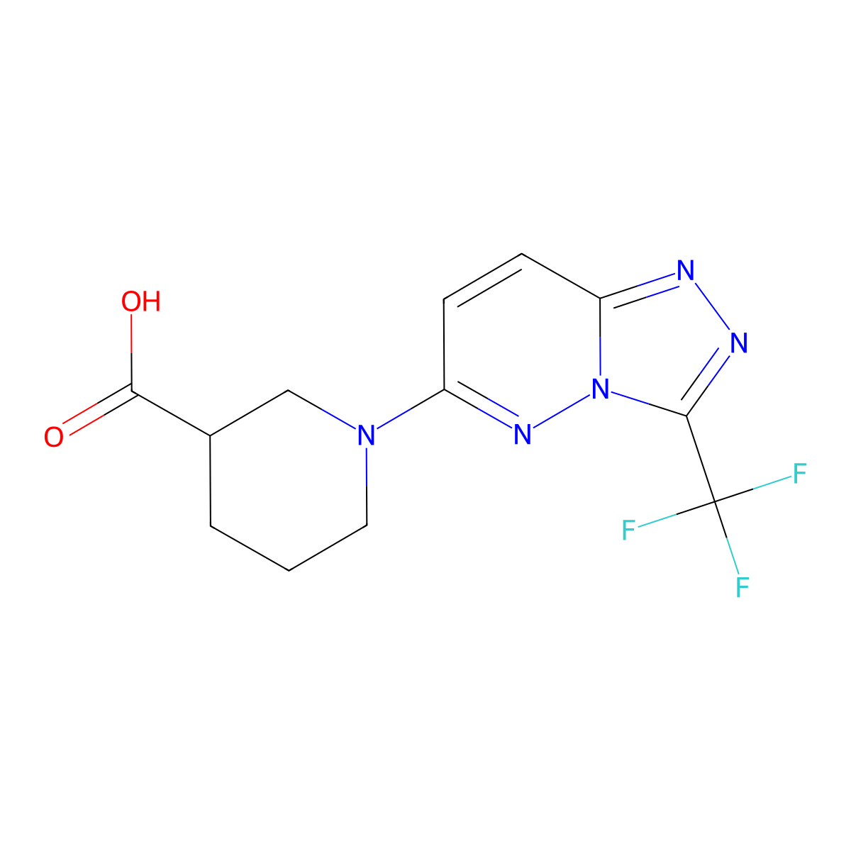 1-(3-(Trifluoromethyl)-[1,2,4]triazolo[4,3-b]pyridazin-6-yl)piperidine-3-carboxylic acid molecular structure, CAS 1144436-95-2