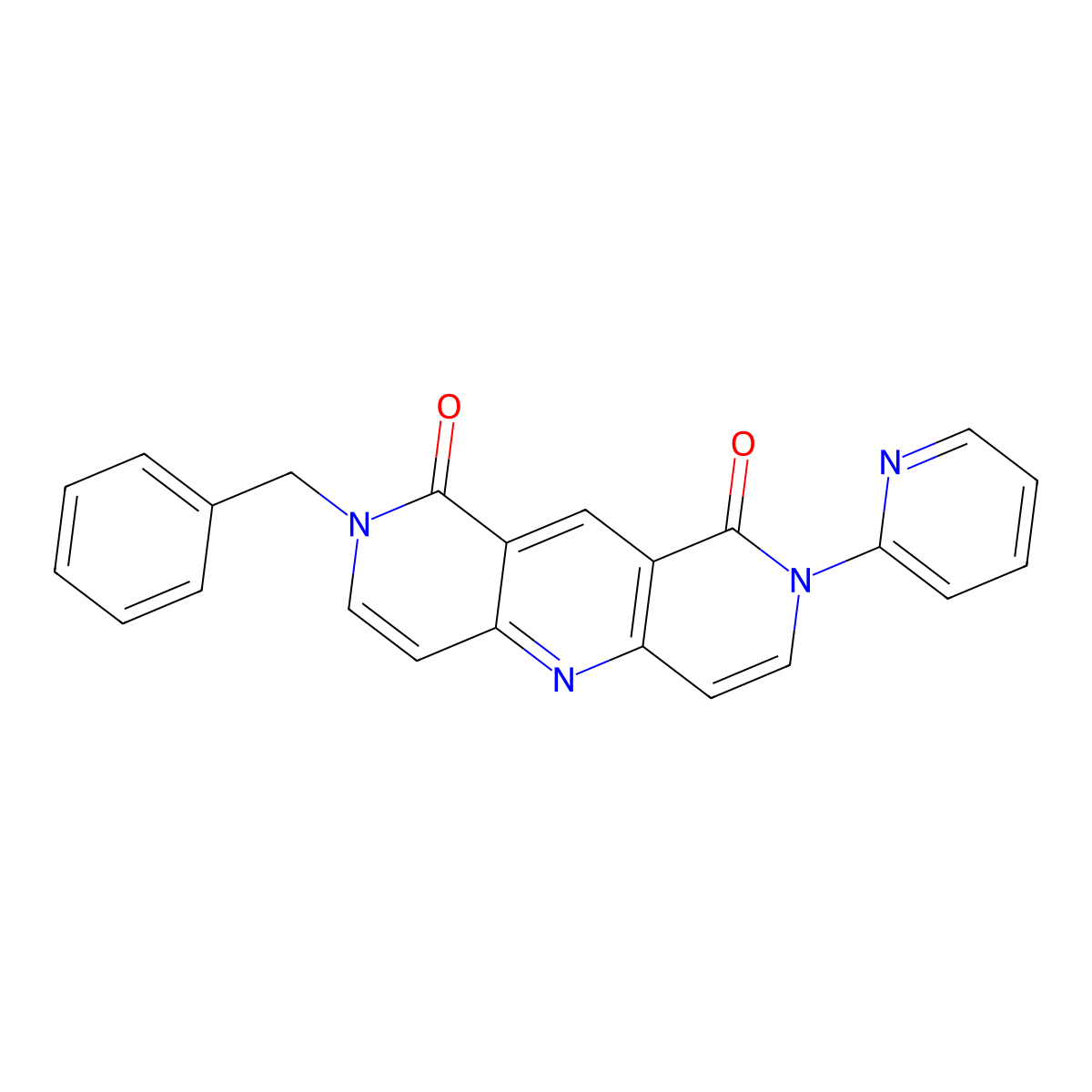 2-benzyl-8-(2-pyridyl)pyrido[4,3-b][1,6]naphthyridine-1,9(2H,8H)-dione molecular structure, CAS 1144437-01-3