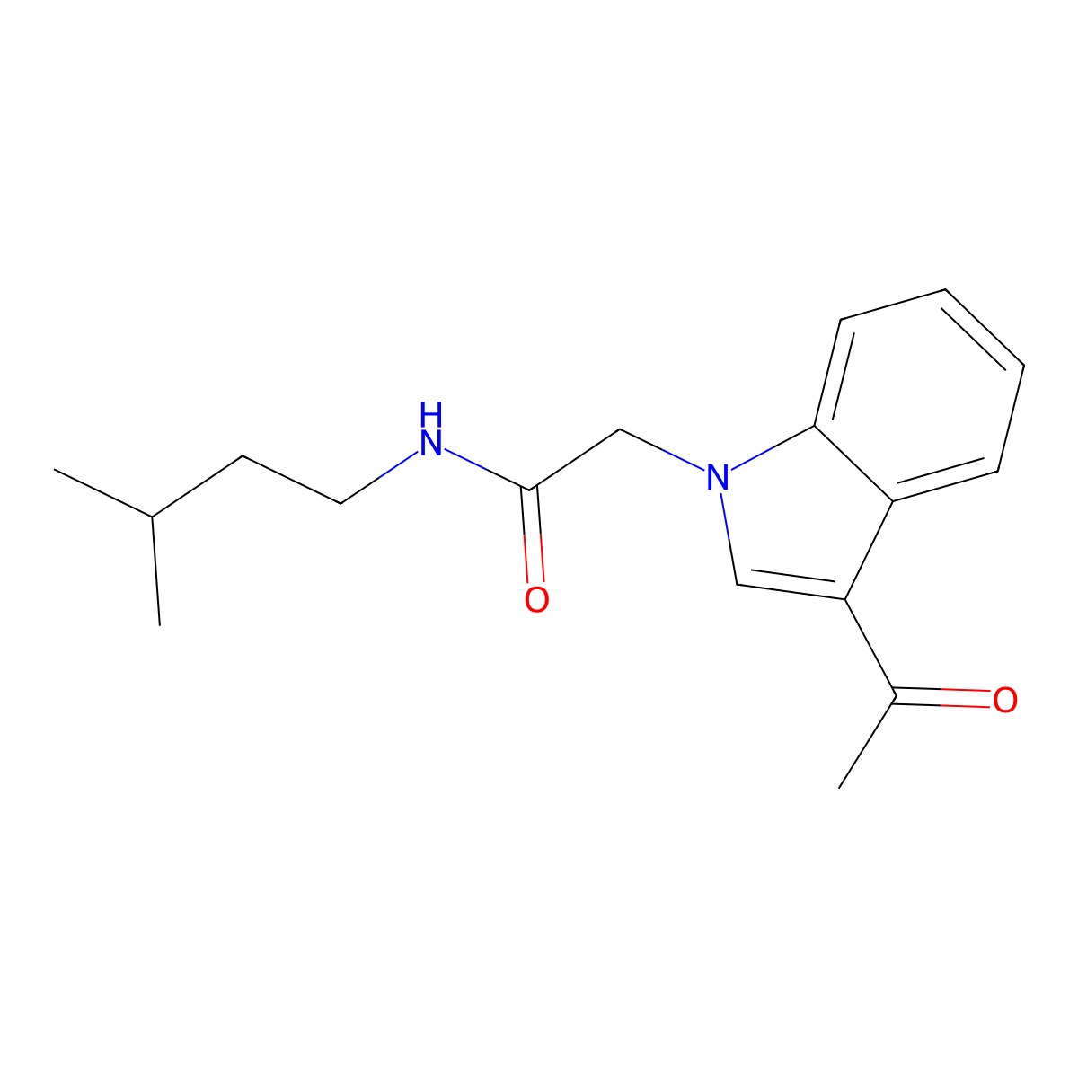 2-(3-acetyl-1H-indol-1-yl)-N-(3-methylbutyl)acetamide molecular structure, CAS 1144437-17-1