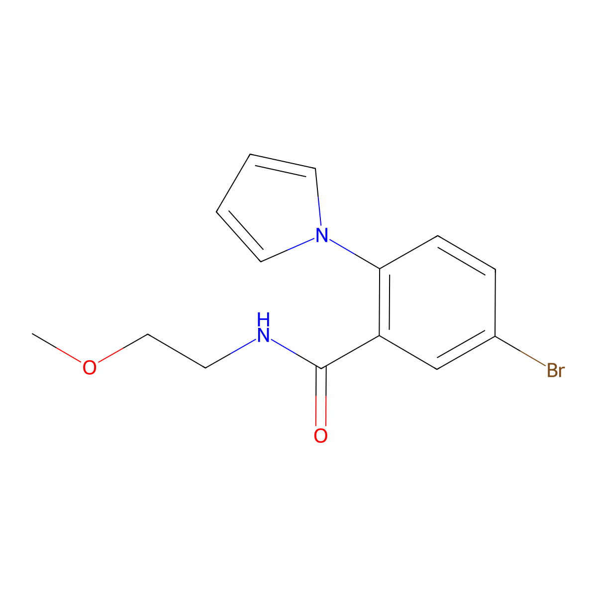 5-bromo-N-(2-methoxyethyl)-2-(1H-pyrrol-1-yl)benzamide molecular structure, CAS 1144437-27-3