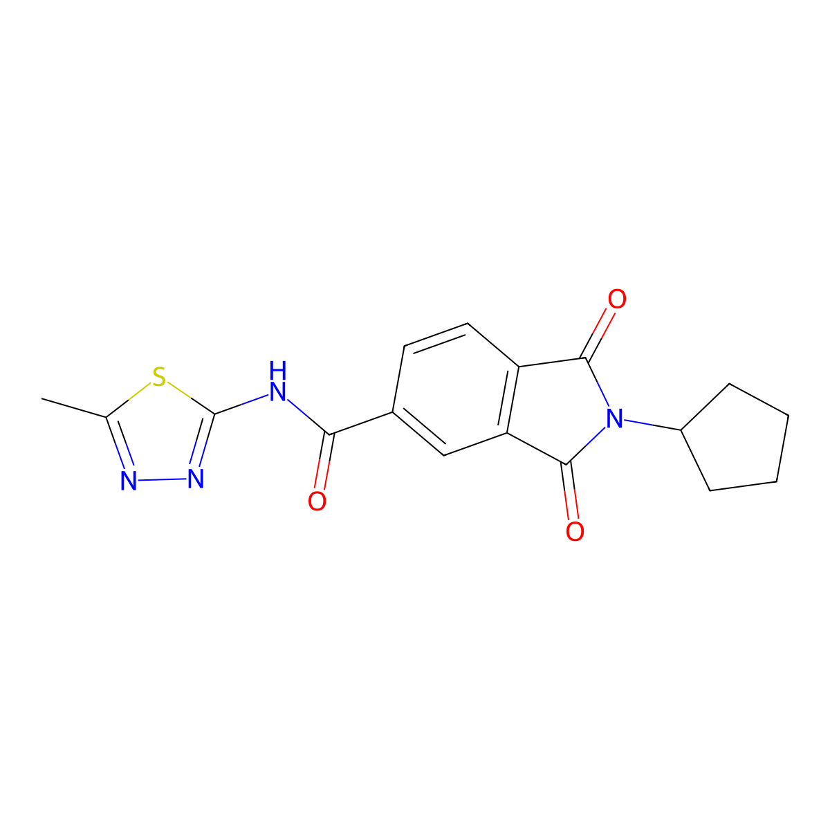2-cyclopentyl-N-[(2E)-5-methyl-1,3,4-thiadiazol-2(3H)-ylidene]-1,3-dioxo-2,3-dihydro-1H-isoindole-5-carboxamide molecular structure, CAS 1144437-35-3
