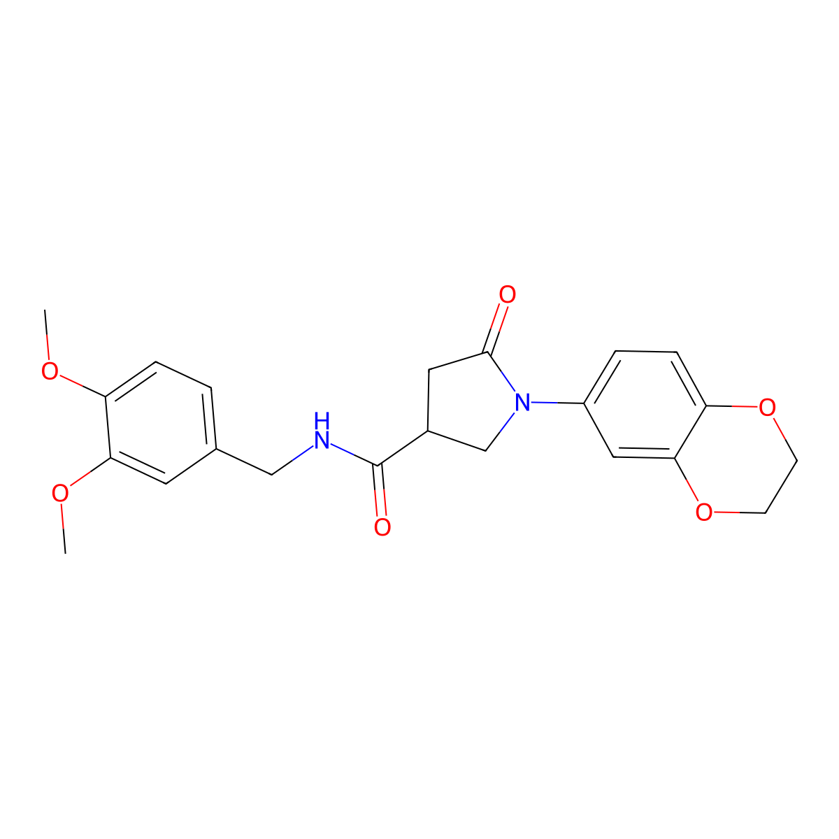 1-(2,3-dihydro-1,4-benzodioxin-6-yl)-N-(3,4-dimethoxybenzyl)-5-oxo-3-pyrrolidinecarboxamide molecular structure, CAS 1144437-36-4
