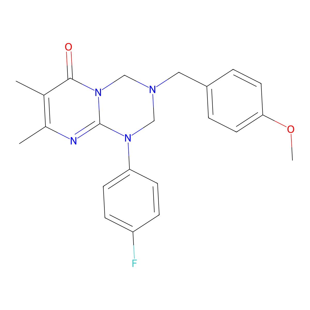 1-(4-fluorophenyl)-3-(4-methoxybenzyl)-7,8-dimethyl-1,2,3,4-tetrahydro-6H-pyrimido[1,2-a][1,3,5]triazin-6-one molecular structure, CAS 1144437-37-5