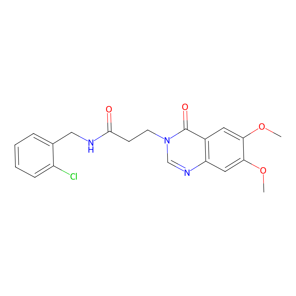 N-(2-chlorobenzyl)-3-(6,7-dimethoxy-4-oxoquinazolin-3(4H)-yl)propanamide molecular structure, CAS 1144437-40-0