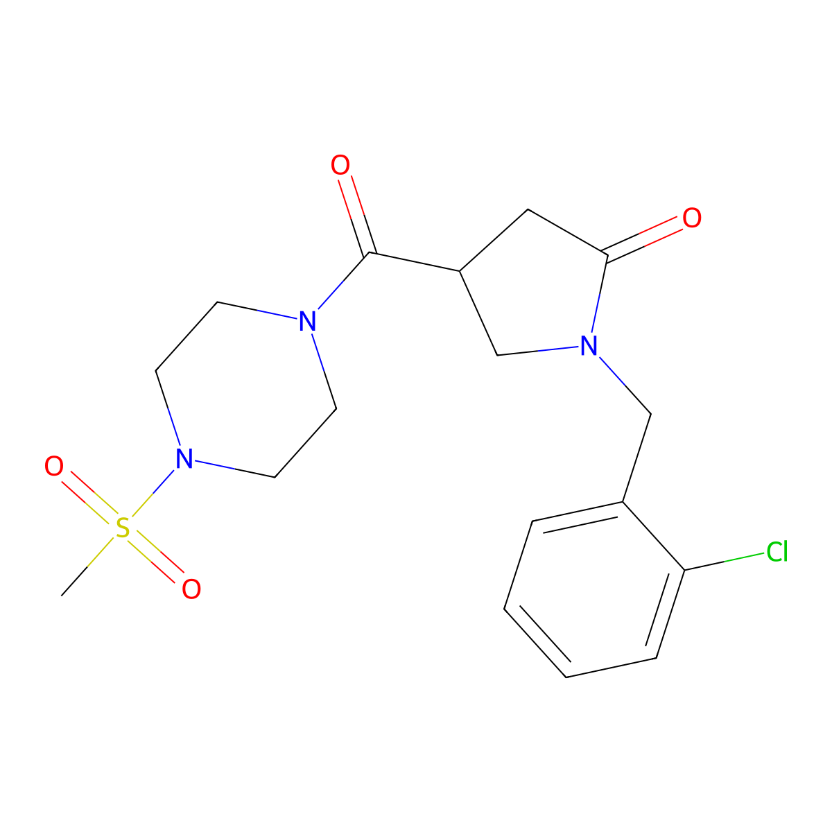 1-(2-Chlorobenzyl)-4-{[4-(methylsulfonyl)piperazin-1-yl]carbonyl}pyrrolidin-2-one molecular structure, CAS 1144437-45-5