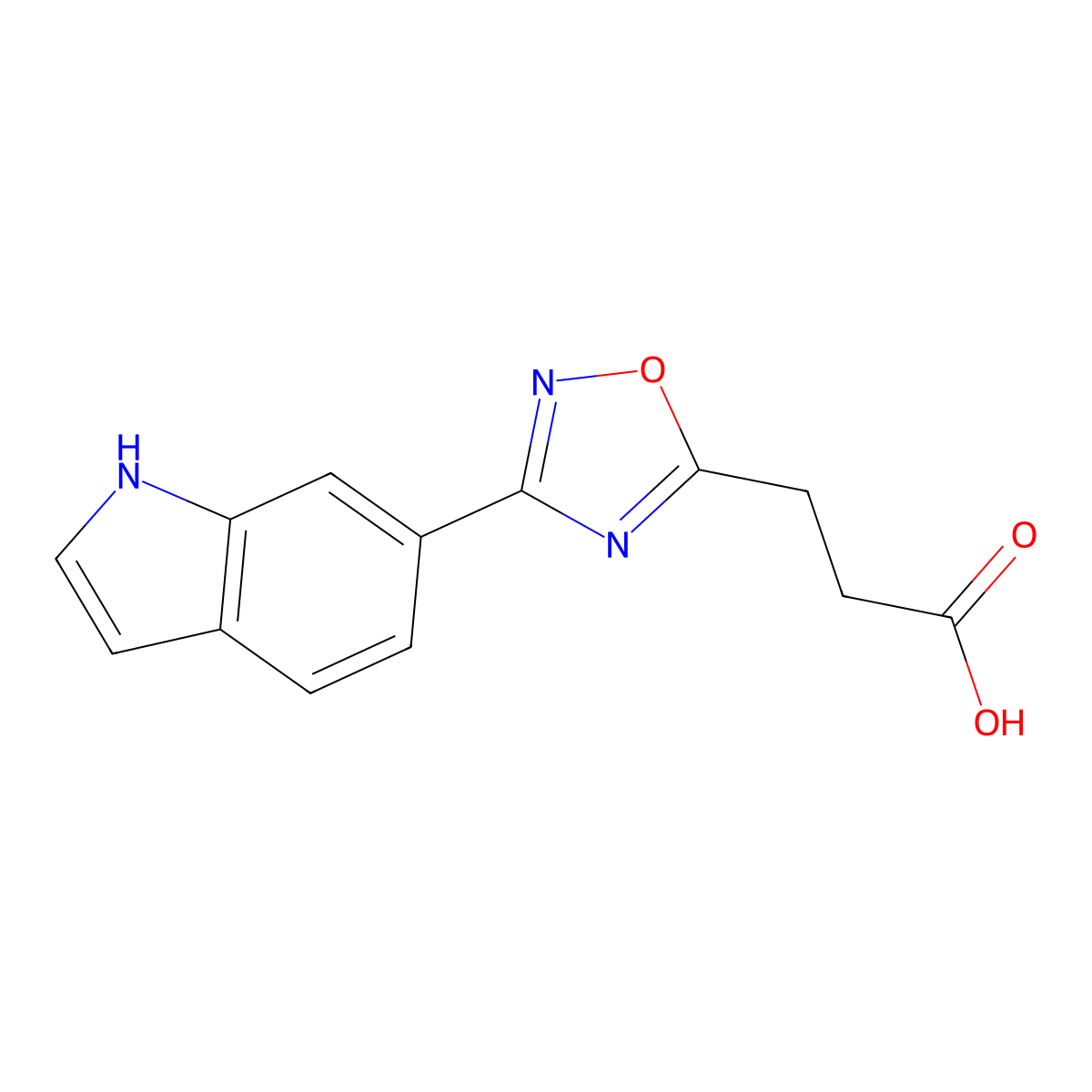 3-(3-(1H-indol-6-yl)-1,2,4-oxadiazol-5-yl)propanoic acid molecular structure, CAS 1144437-57-9