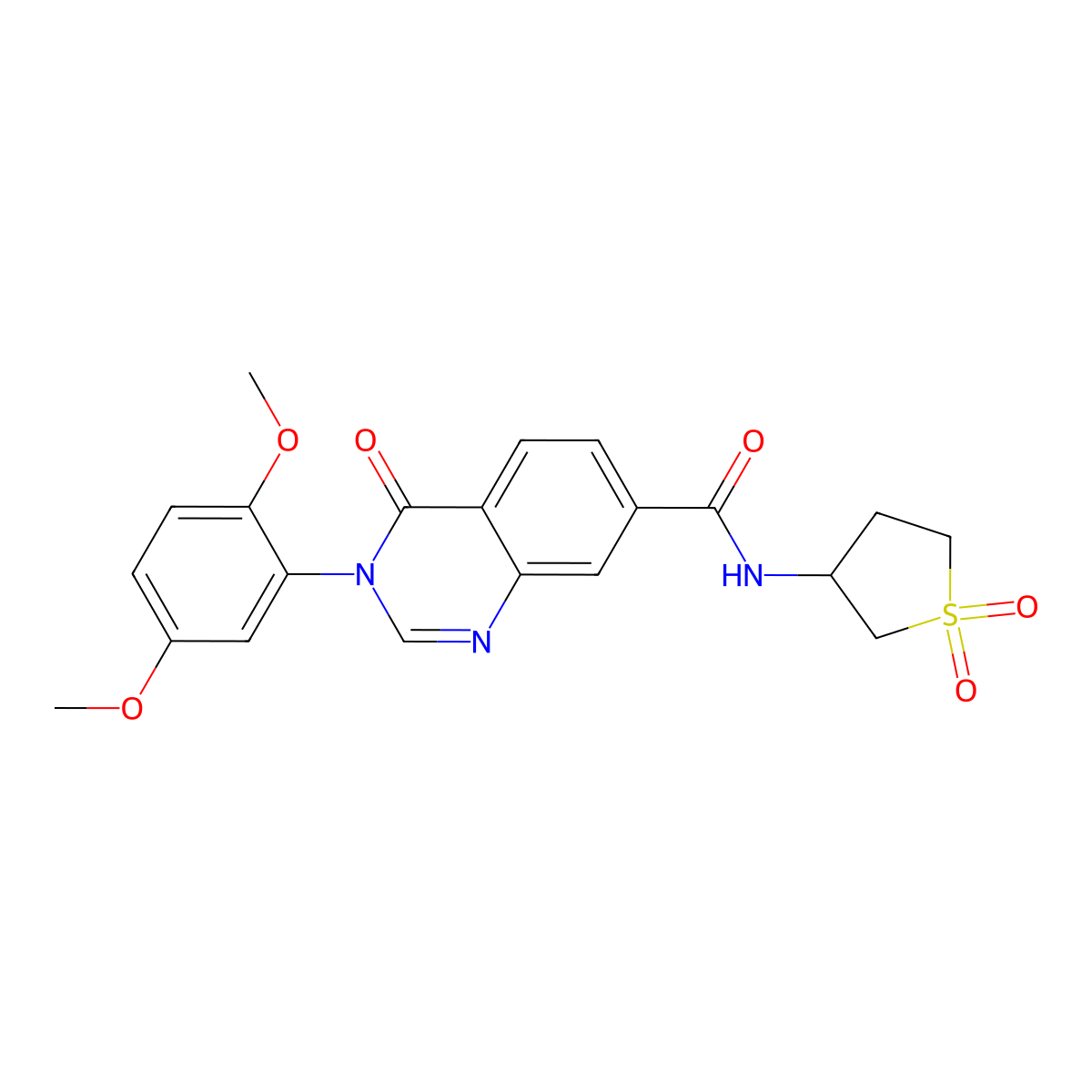 3-(2,5-dimethoxyphenyl)-N-(1,1-dioxidotetrahydrothiophen-3-yl)-4-oxo-3,4-dihydroquinazoline-7-carboxamide molecular structure, CAS 1144437-75-1