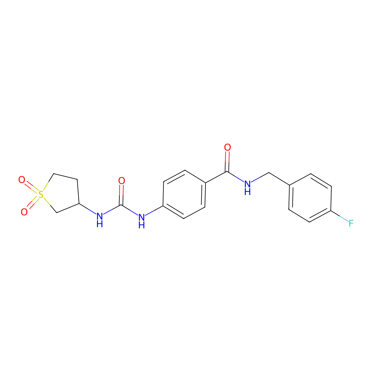 4-{[(1,1-dioxidotetrahydrothiophen-3-yl)carbamoyl]amino}-N-(4-fluorobenzyl)benzamide molecular structure, CAS 1144437-78-4