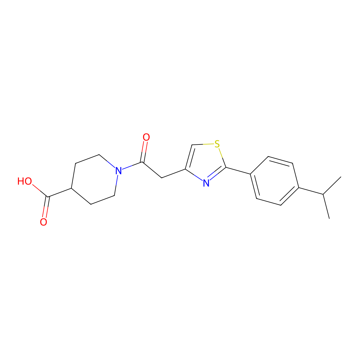 1-({2-[4-(Propan-2-yl)phenyl]-1,3-thiazol-4-yl}acetyl)piperidine-4-carboxylic acid molecular structure, CAS 1144437-88-6