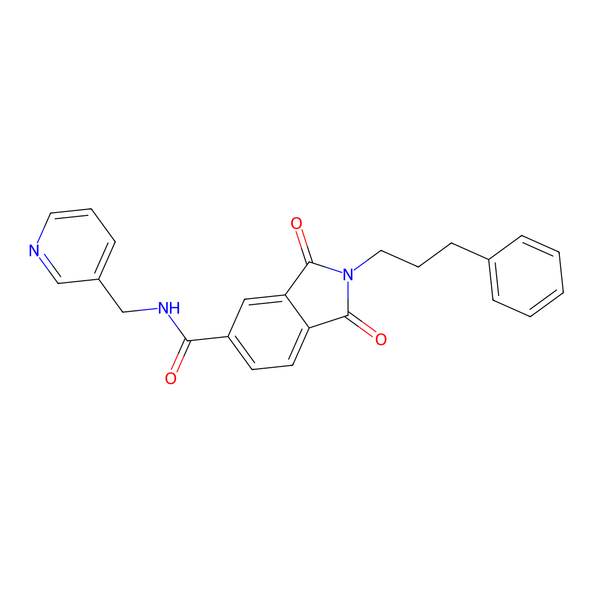 1,3-dioxo-2-(3-phenylpropyl)-N-(pyridin-3-ylmethyl)-2,3-dihydro-1H-isoindole-5-carboxamide molecular structure, CAS 1144437-92-2