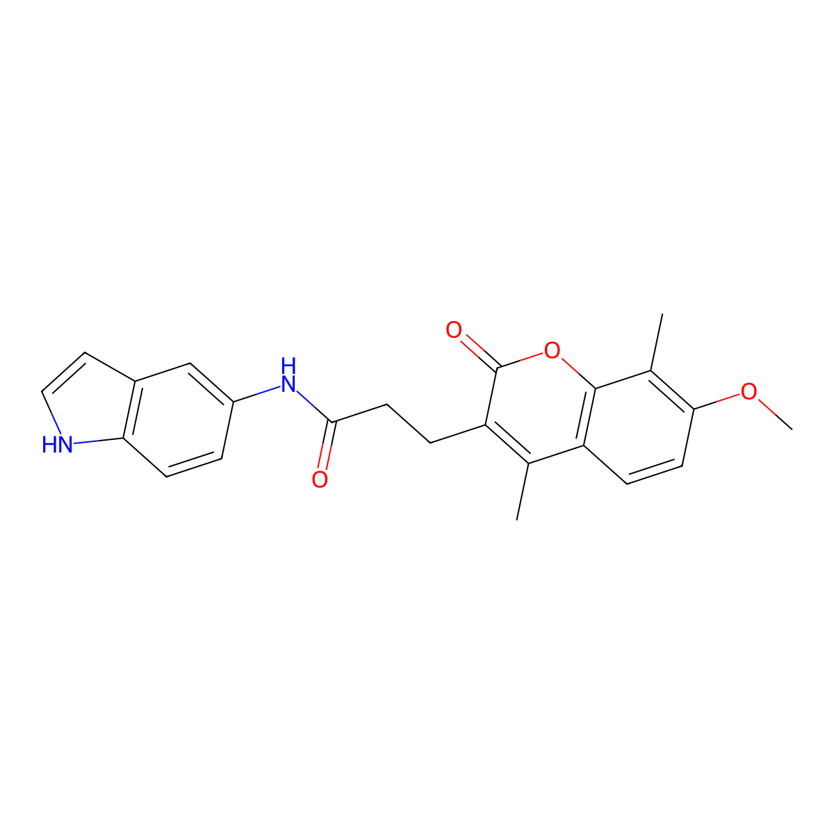 N-(1H-indol-5-yl)-3-(7-methoxy-4,8-dimethyl-2-oxo-2H-chromen-3-yl)propanamide molecular structure, CAS 1144438-12-9