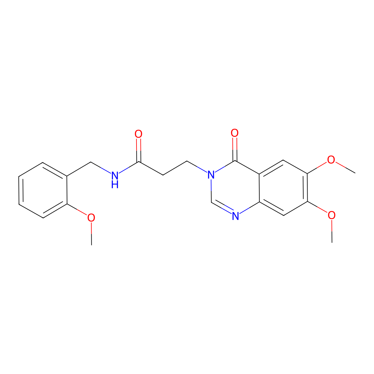 3-(6,7-dimethoxy-4-oxoquinazolin-3(4H)-yl)-N-(2-methoxybenzyl)propanamide molecular structure, CAS 1144438-14-1