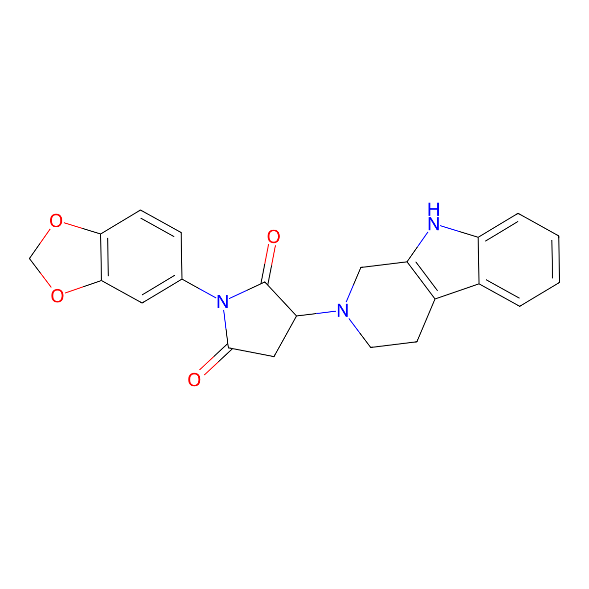 1-(1,3-benzodioxol-5-yl)-3-(1,3,4,9-tetrahydro-2H-beta-carbolin-2-yl)pyrrolidine-2,5-dione molecular structure, CAS 1144438-16-3