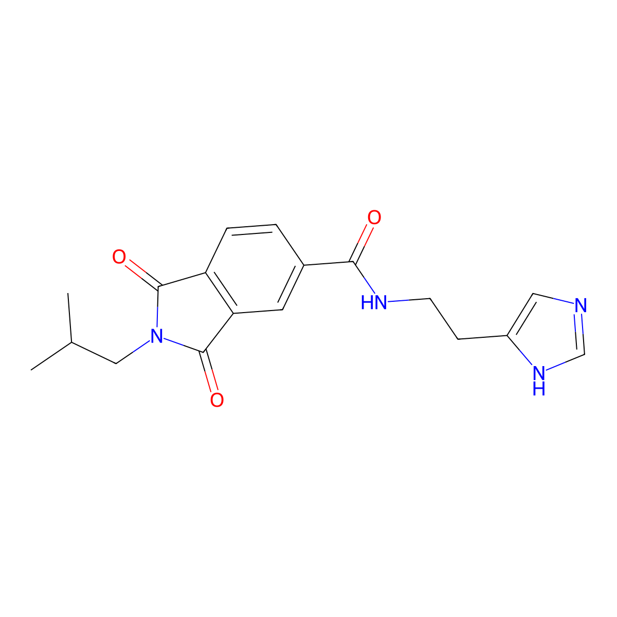 N-[2-(1H-imidazol-4-yl)ethyl]-2-(2-methylpropyl)-1,3-dioxo-2,3-dihydro-1H-isoindole-5-carboxamide molecular structure, CAS 1144438-18-5