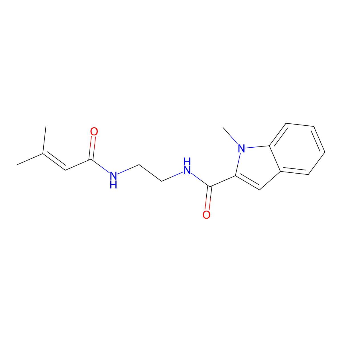 1-methyl-N-{2-[(3-methylbut-2-enoyl)amino]ethyl}-1H-indole-2-carboxamide molecular structure, CAS 1144438-23-2