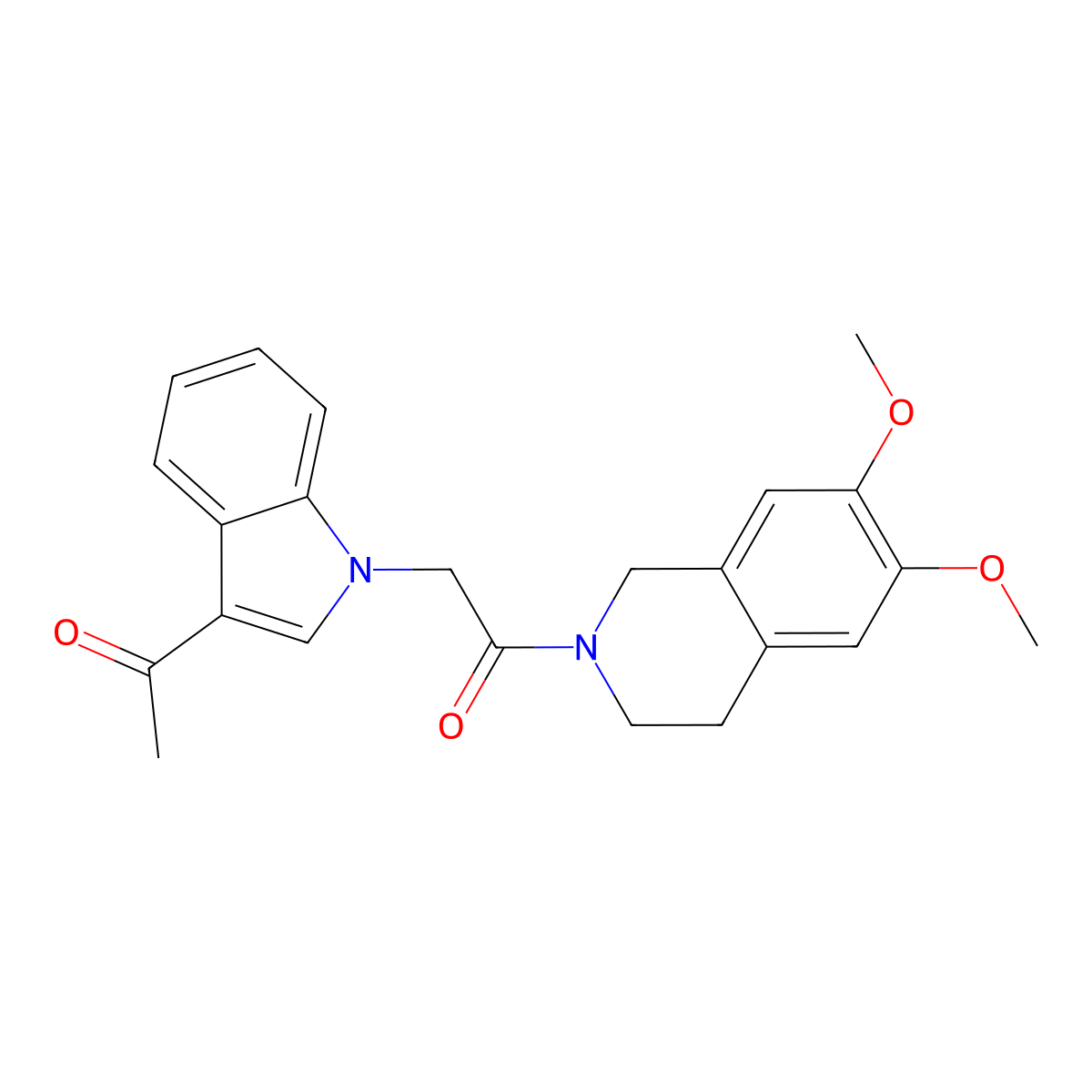 2-(3-acetyl-1H-indol-1-yl)-1-(6,7-dimethoxy-3,4-dihydroisoquinolin-2(1H)-yl)ethanone molecular structure, CAS 1144438-28-7
