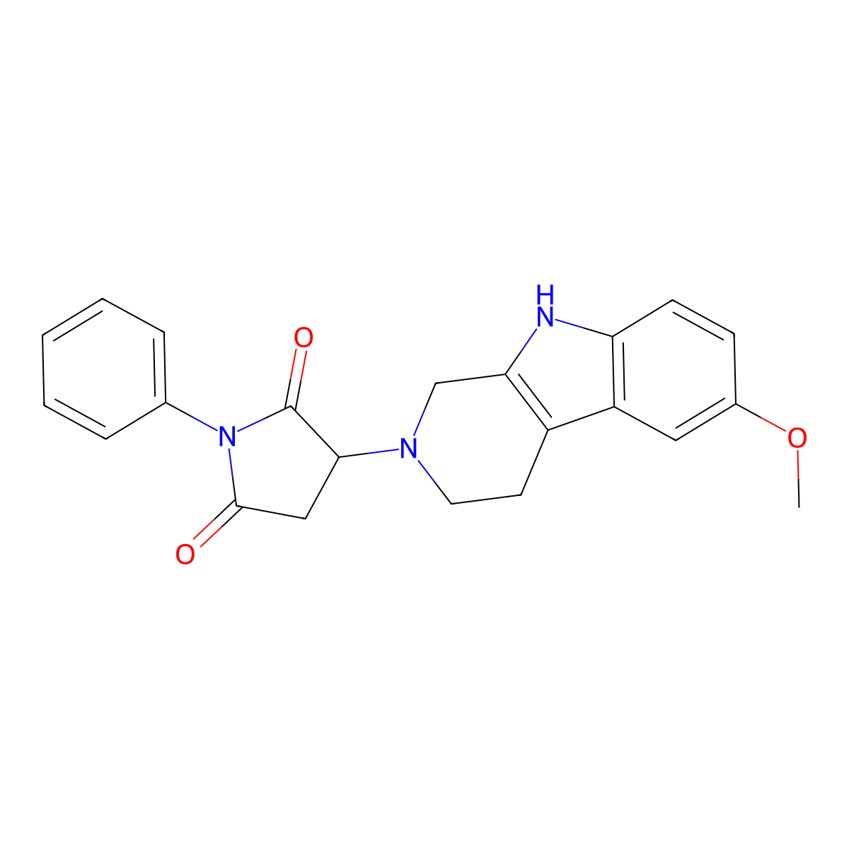 3-(6-methoxy-1,3,4,9-tetrahydro-2H-beta-carbolin-2-yl)-1-phenylpyrrolidine-2,5-dione molecular structure, CAS 1144438-33-4